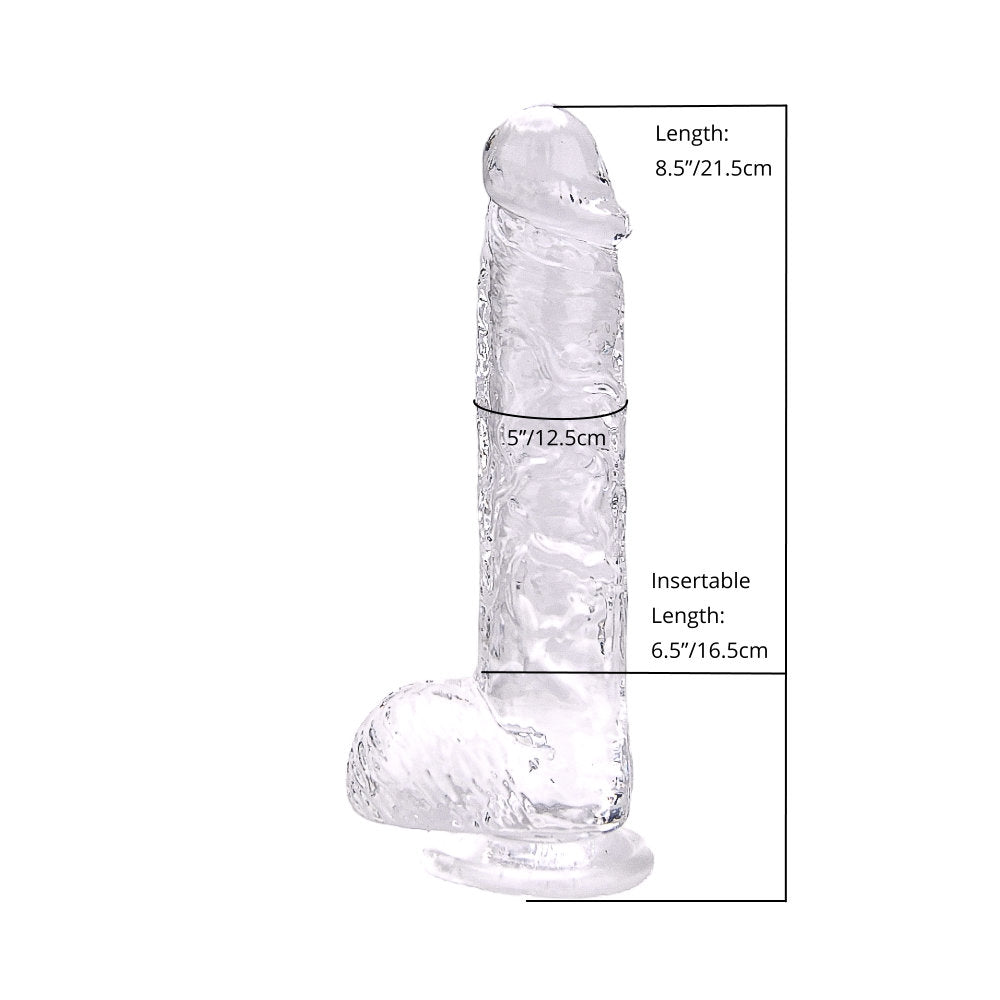 Loving Joy 8 Inch Dildo with Balls Clear