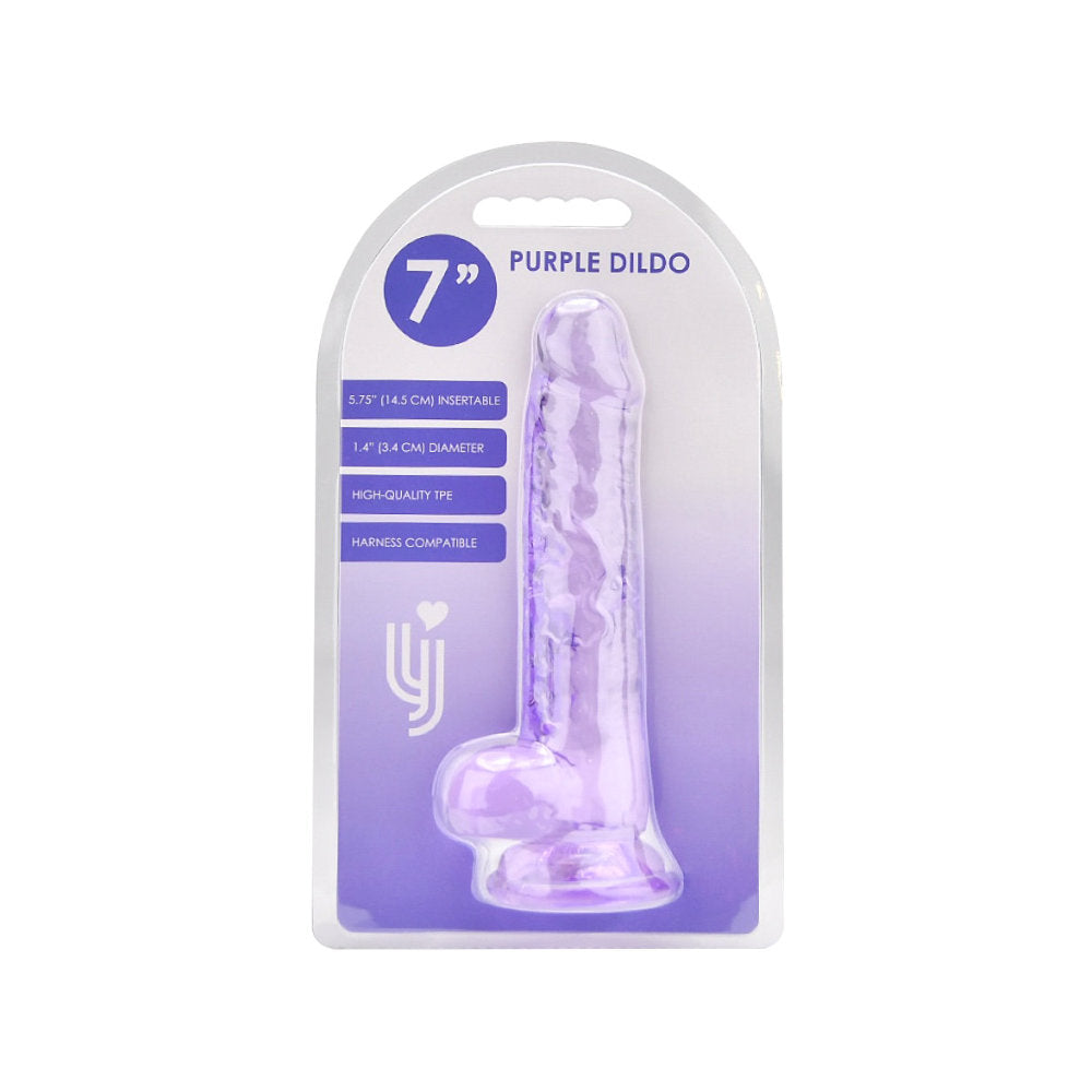 Loving Joy 7 Inch Dildo with Balls Purple