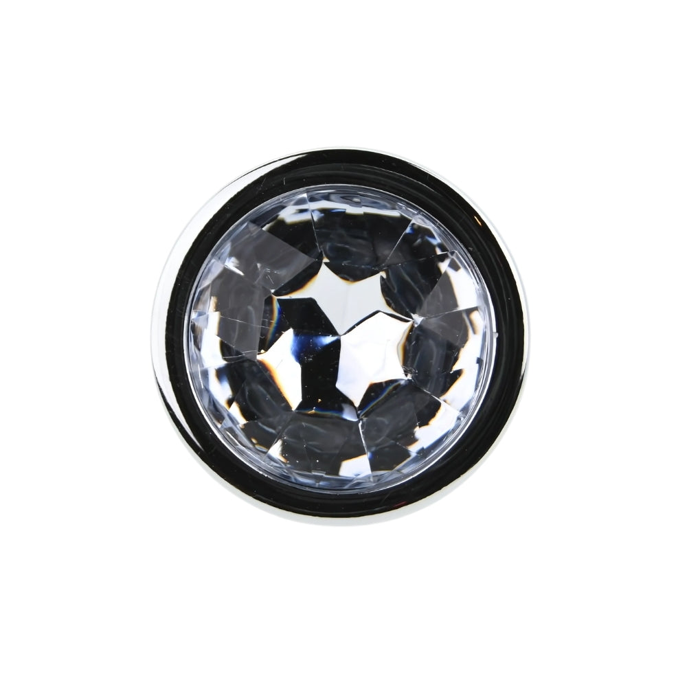 Toosh Silver Metal Butt Plug Medium Clear Stone