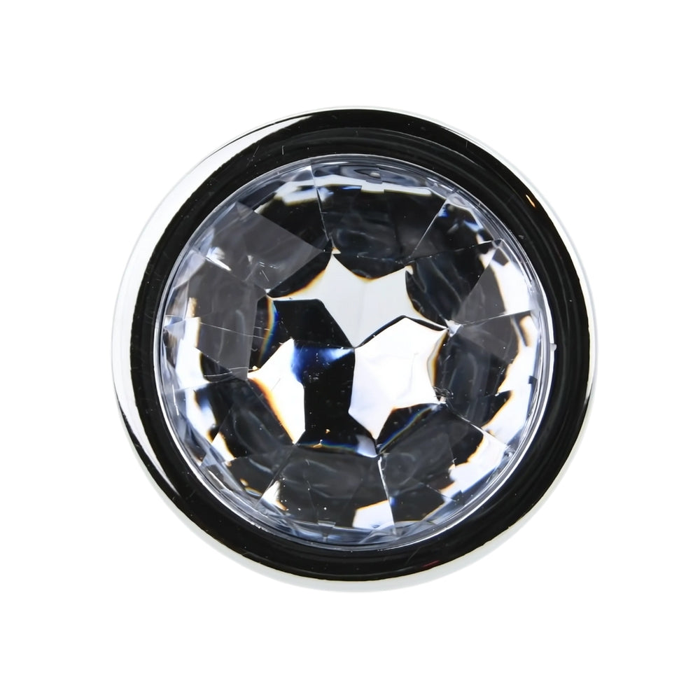 Toosh Silver Metal Butt Plug Large Clear Stone