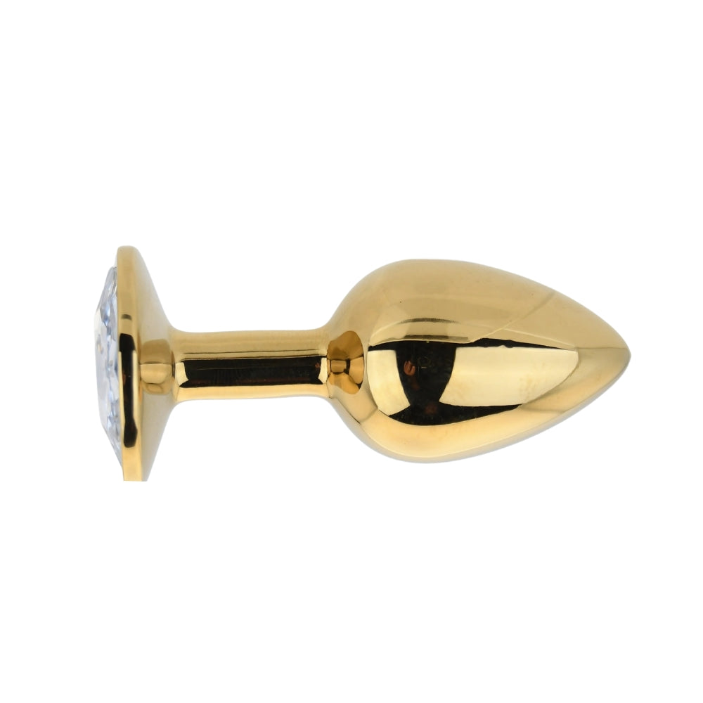 Toosh Gold Metal Butt Plug Small Clear Stone