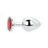 Toosh Silver Metal Butt Plug Medium Red Stone