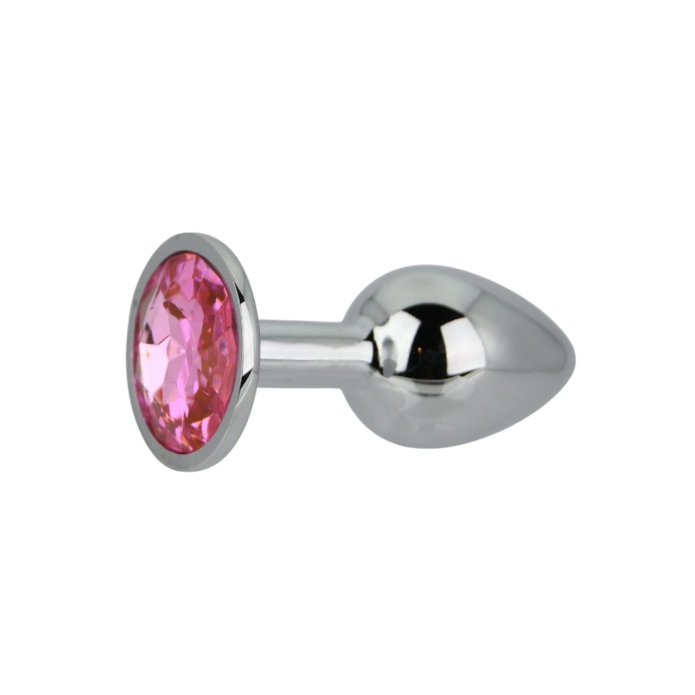 Toosh Silver Metal Butt Plug Small Pink Stone