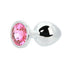 Toosh Silver Metal Butt Plug Medium Pink Stone