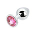 Toosh Silver Metal Butt Plug Medium Pink Stone