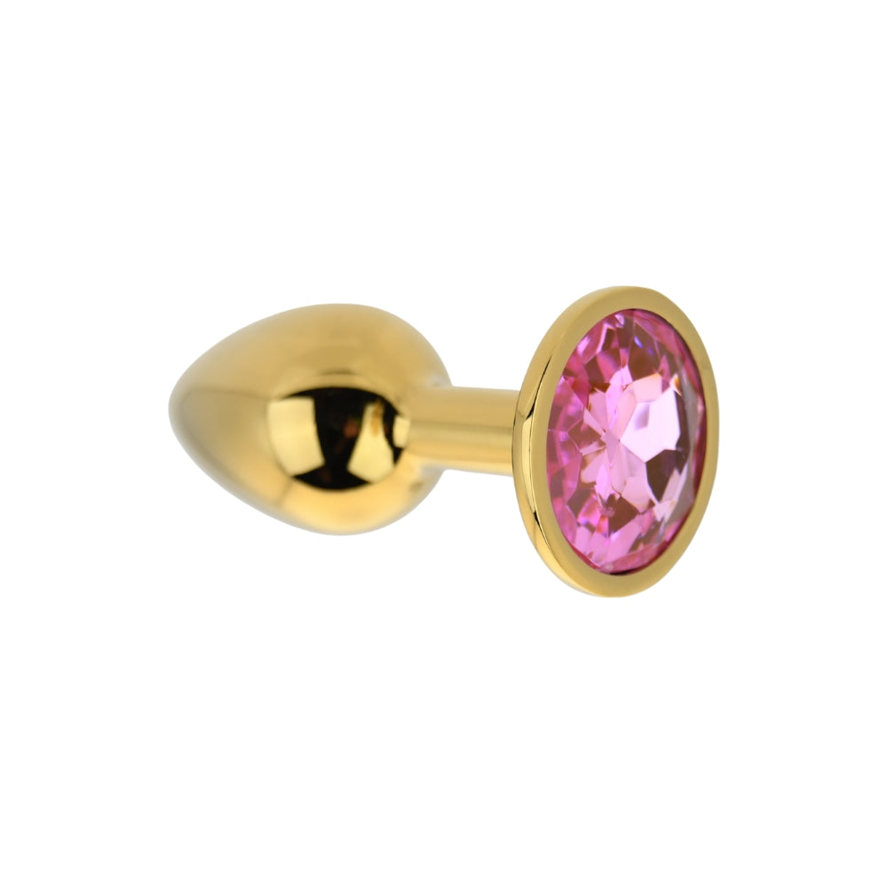 Toosh Gold Metal Butt Plug Small Pink Stone