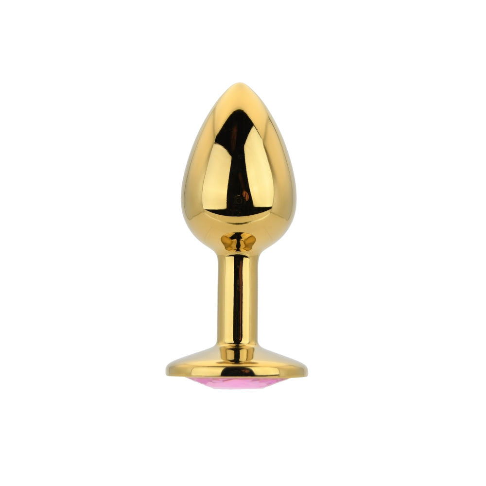 Toosh Gold Metal Butt Plug Small Pink Stone