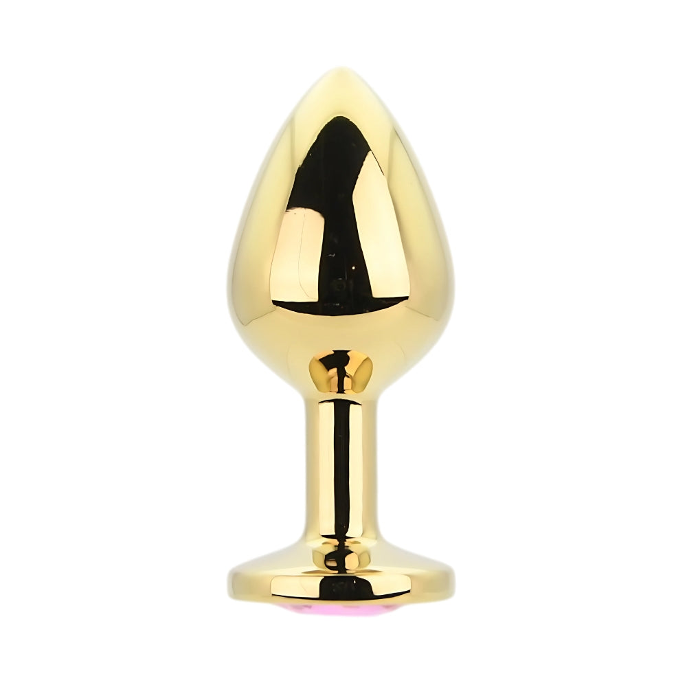 Toosh Gold Metal Butt Plug Medium Pink Stone