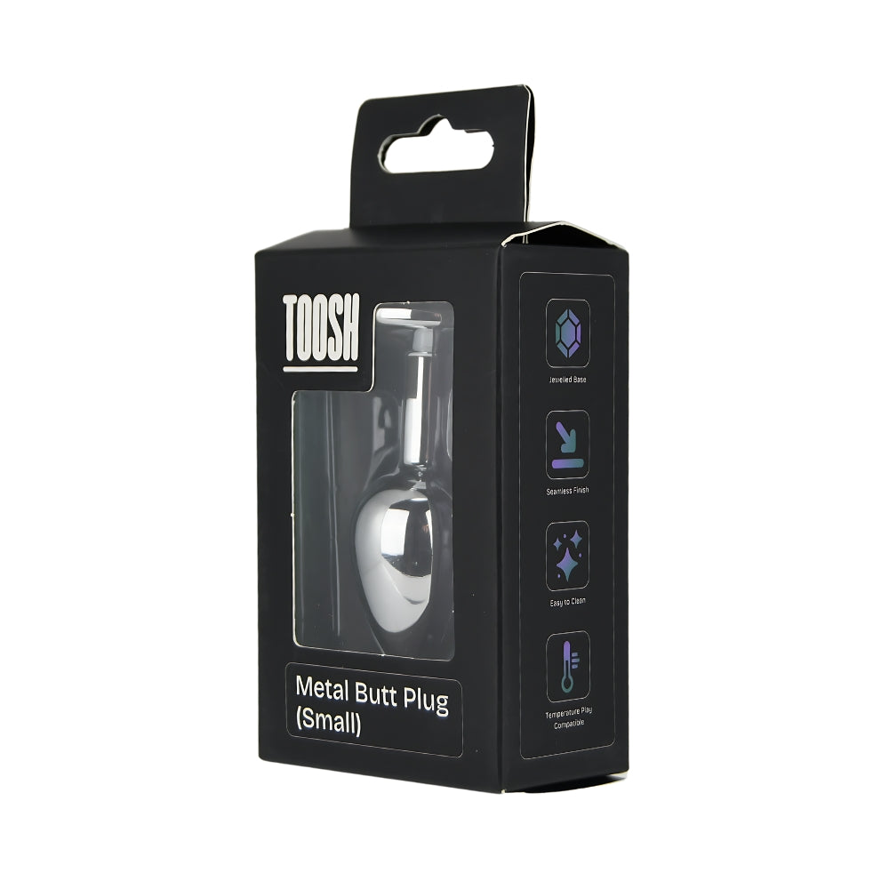 Toosh Heart Shaped Silver Butt Plug with Red Stone Small