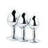 Toosh Metal Butt Plug Silver Set of 3 Clear Stone