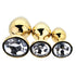 Toosh Metal Butt Plug Gold Set of 3 Clear Stone