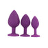 Toosh Silicone Butt Plug Purple Set of 3 Clear Stone