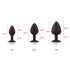 Toosh Silicone Butt Plug Black Set of 3 Clear Stone