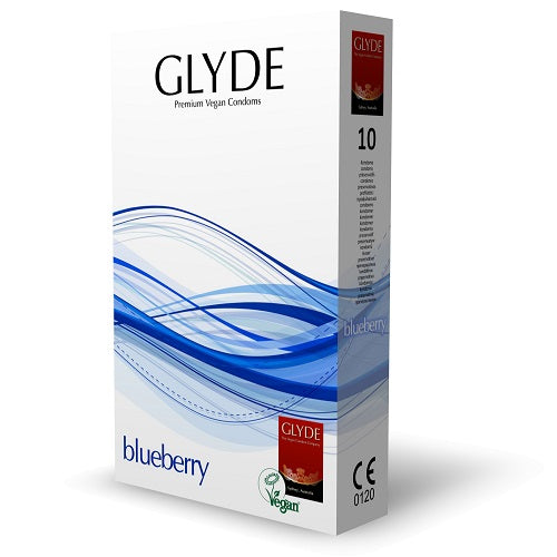 Glyde Ultra Blueberry Flavour Vegan Condoms 10 Pack