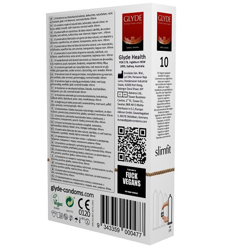 Glyde Ultra Slimfit Vegan Condoms 10 Pack