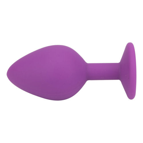 Loving Joy Jewelled Silicone Butt Plug Purple - Medium