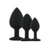Toosh Silicone Butt Plug Black Set of 3 Clear Stone