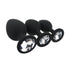 Toosh Silicone Butt Plug Black Set of 3 Clear Stone